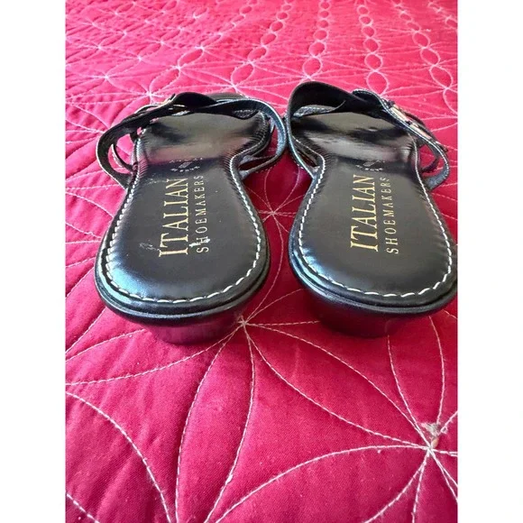 Italian Shoemakers Women's Black Wedge Sandals Size 7 1/2 - Picture 3 of 7